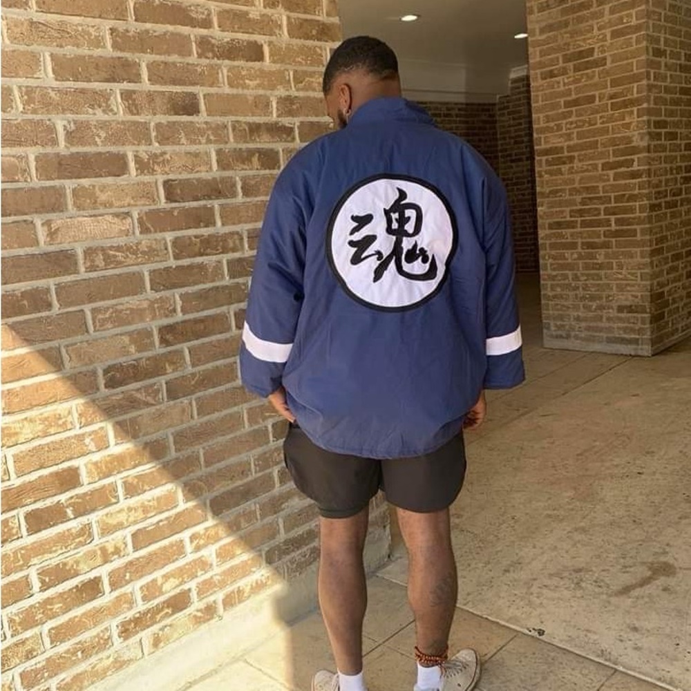Blue Hanten Coat with Soul Kanji